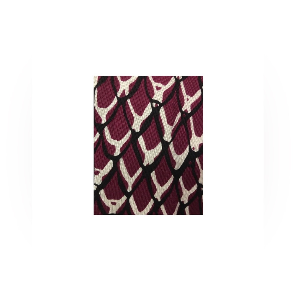 Diane Von Furstenberg Burgundy and White Wrap Dress - Picture 3 of 12